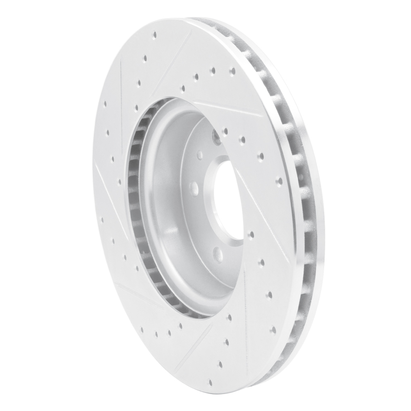 Cadillac ATS Brake Rotor (1) - Front Right - R1 Concepts - Drilled & Slotted - Silver - `13-`25
